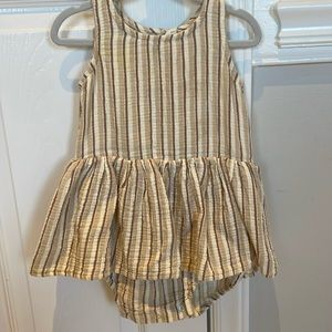 Quincy Mae, cream, white and brown stripe bubble, girl 2-3T